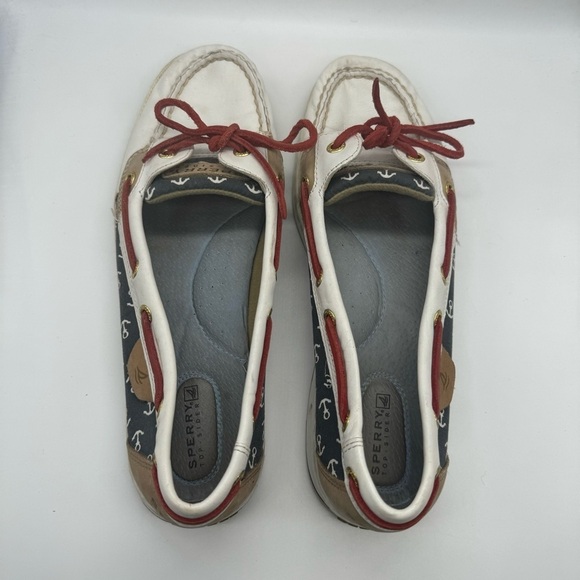 Sperry White Blue & Red Anchor Loafers - Picture 3 of 9